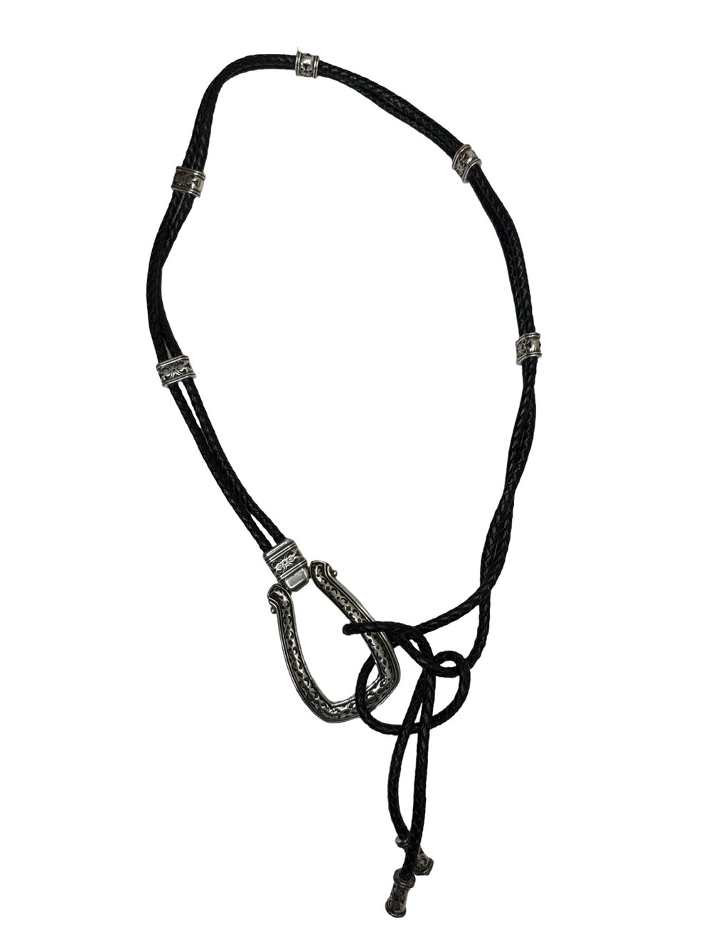 Vintage Double Strand Braided Leather Lariat Belt 40" long
